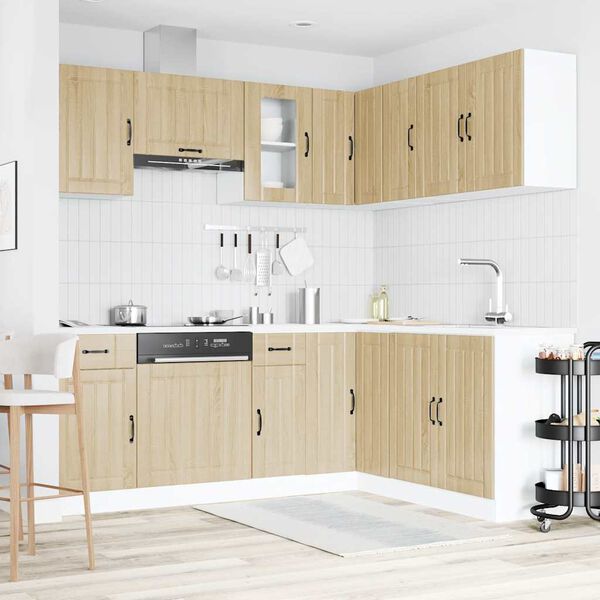 vidaXL Kitchen Cabinet Set Sonoma Oak Engineered wood, Glass Large