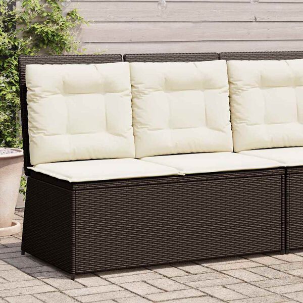 vidaXL Reclining Patio Bench Brown Poly Rattan Medium