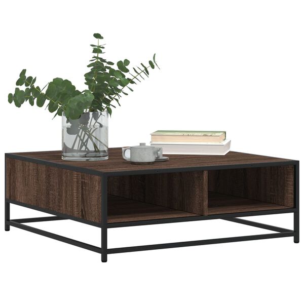 vidaXL Coffee Table Brown oak and black Engineered wood and metal Medium