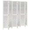 vidaXL Room Divider 6 Panels White Solid Wood Paulownia