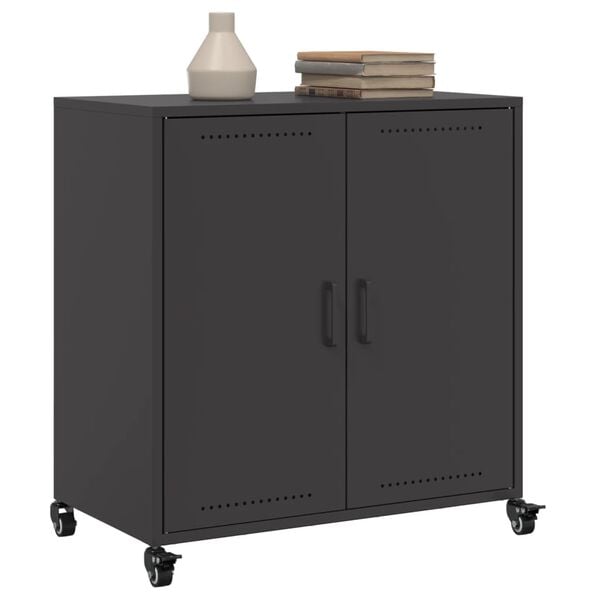 vidaXL Sideboard Black Cold-rolled steel Medium Sideboard Rectangular