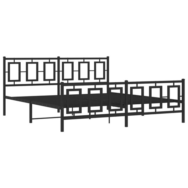 vidaXL Bed Frame Black Steel Full Bed Frame Rectangular Modern
