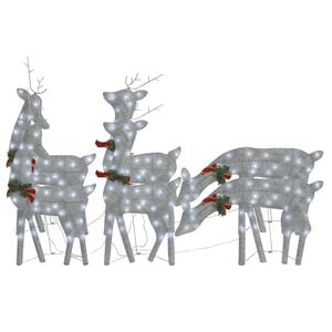 vidaXL Christmas Reindeer Set of 6 Silver Fabric Large