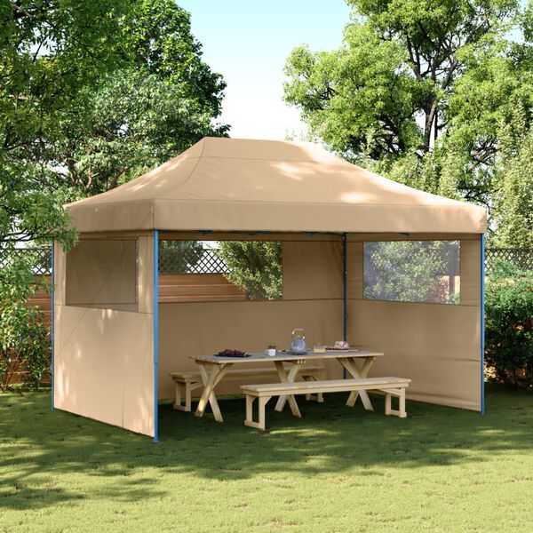 vidaXL Party Tent Beige roof, Blue frame