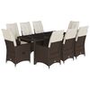 vidaXL 9 Piece Patio Dining Set with Cushions Brown Poly Rattan