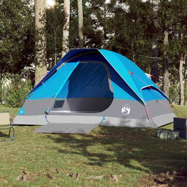 vidaXL Camping Tent Dome 4-Person Blue Waterproof