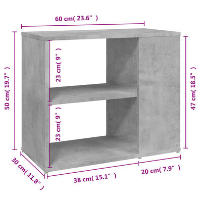 vidaXL Side Cabinet Concrete Gray 23.6"x11.8"x19.7" Engineered Wood