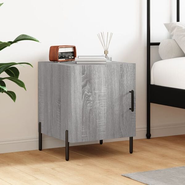 vidaXL Bedside Cabinet Gray sonoma Engineered wood, Iron Medium Storage