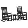 vidaXL Garden Rocking Chair 3 pcs Black 38 x 38 x 46cm Plastic