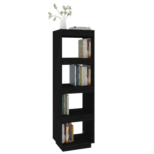 vidaXL Book Cabinet Black Solid pinewood Tall and narrow Book Cabinet