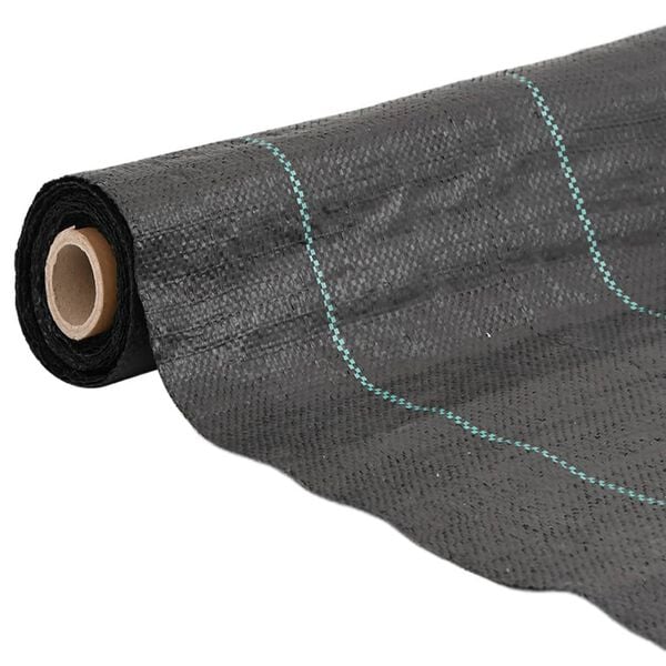 vidaXL Weed Membrane Black with green stripes 100% Polypropylene Large
