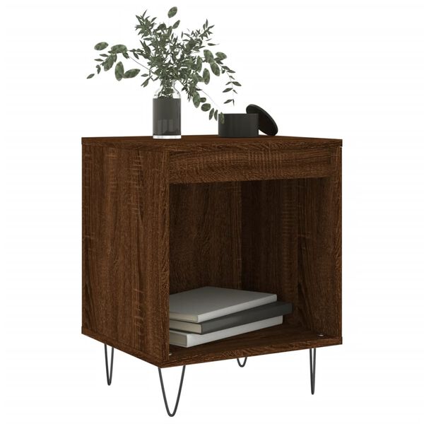 vidaXL Bedside Cabinet Set of 2 Brown Oak Engineered wood, metal
