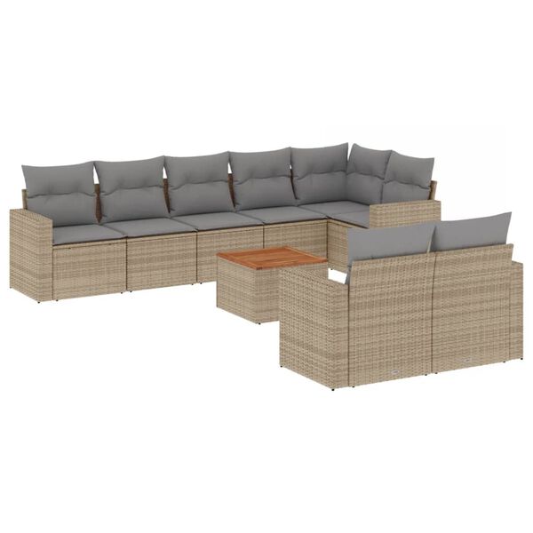 vidaXL Garden Sofa Set Beige PE rattan Large UV-resistant materials