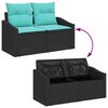 vidaXL Garden Sofa Set 9 pcs Black and Turquoise Poly Rattan