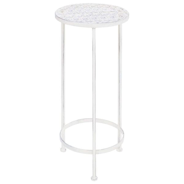 vidaXL Plant Stand Antique White Metal Medium Stackable Plant Stand