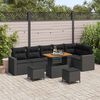 vidaXL Garden Sofa Set Height-Adjustable 9 pcs Black Poly Rattan