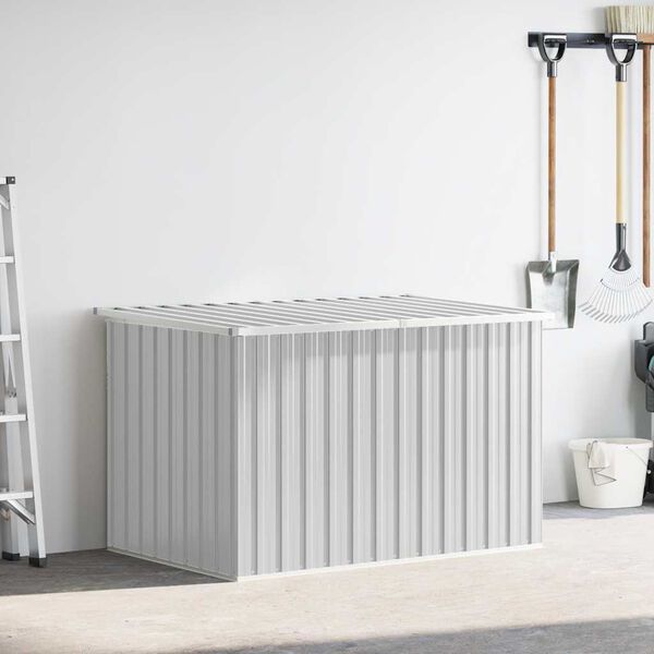 vidaXL Storage Box Grey Galvanized steel, Plastic Large