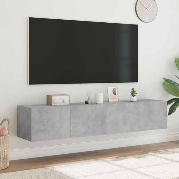 vidaXL TV Wall Cabinet Set of 2 Concrete Grey Engineered Wood Floating