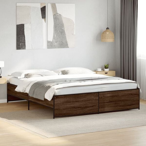 vidaXL Bed Frame Brown oak Engineered wood Super King Durable
