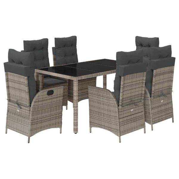 vidaXL Garden Dining Set Grey Poly Rattan Large Seats Many