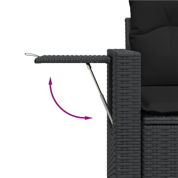 vidaXL Garden Sofa Set Black PE rattan, powder-coated steel Large