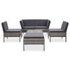 vidaXL Garden Lounge Set Gray Poly Rattan, Powder-Coated Steel, Polyester