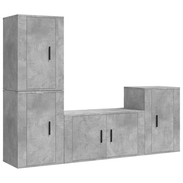 vidaXL TV Cabinet Set Set of 4 Concrete grey Engineered wood