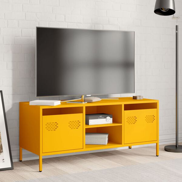 vidaXL TV Cabinet Mustard Yellow Cold-rolled Steel Medium TV Cabinet