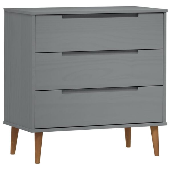 vidaXL Drawer Cabinet Grey Solid pine wood Medium Drawer Cabinet