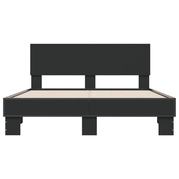 vidaXL Bed Frame Black Engineered wood and metal Double Durable