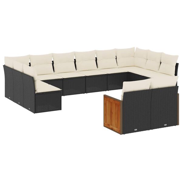 vidaXL Garden Sofa Set Black PE Rattan Modular Adjustable Feet