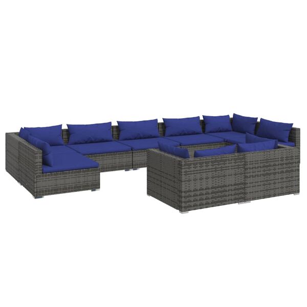 vidaXL Garden Lounge Set Grey PE rattan 9 Piece Modular