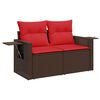 vidaXL 7 Piece Garden Sofa Set with Cushions Brown Poly Rattan