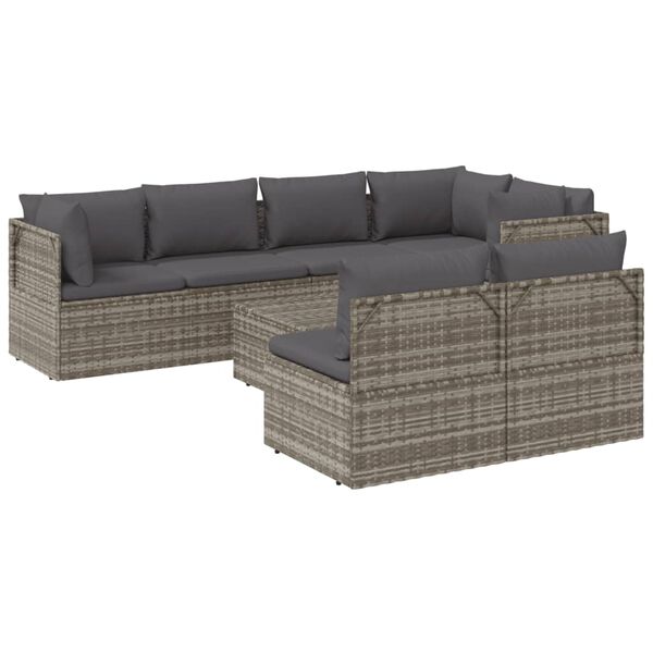 vidaXL Garden Lounge Set Grey PE rattan Large Modular
