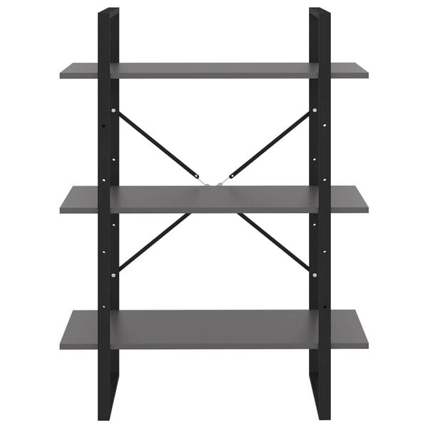 vidaXL Book Cabinet Grey Engineered wood and metal Medium Book Cabinet