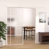 vidaXL Sliding Door Frosted ESG Glass and Aluminum 35.4"x80.7" White