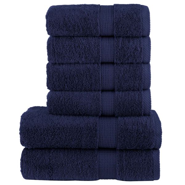vidaXL Towel Set Navy Blue 100% ring-spun cotton