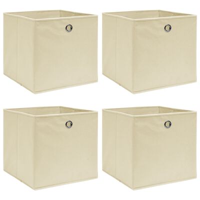 vidaXL Storage Boxes 4 pcs Cream 12.6"x12.6"x12.6" Fabric