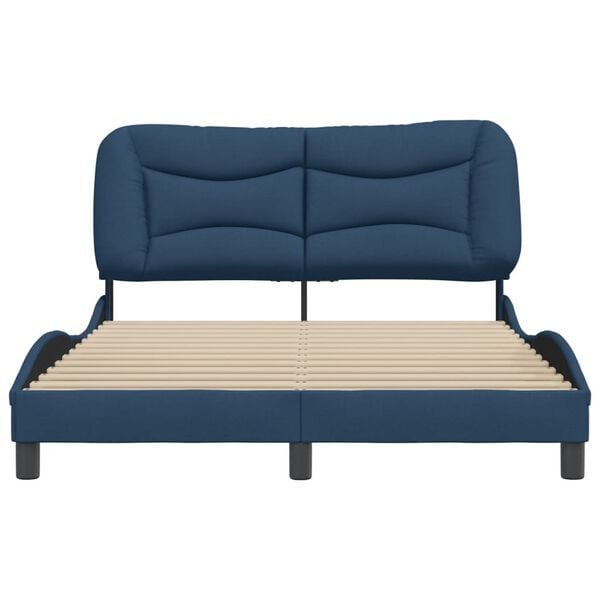 vidaXL Bed Frame Blue Polyester Full Bed Frame Rectangular Modern