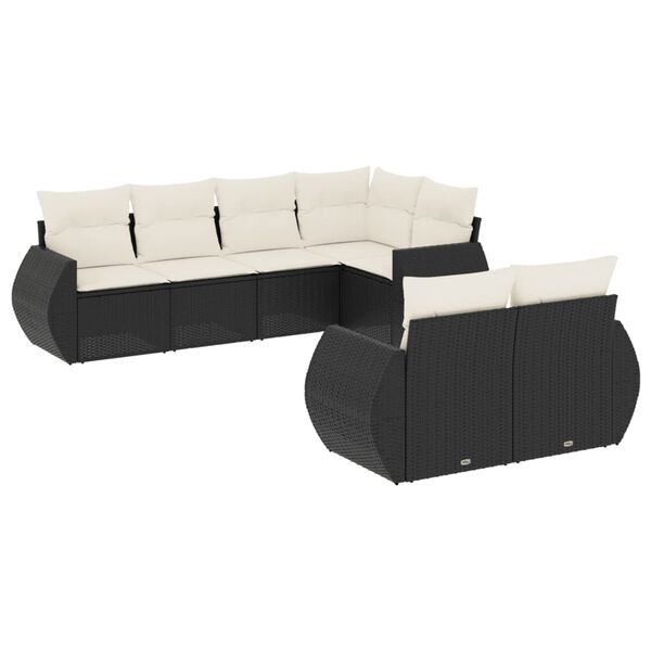 vidaXL Garden Sofa Set Black and Cream White