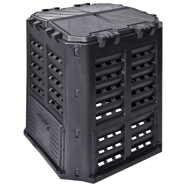 vidaXL Compost Bin Black Plastic Large Square Modern Style