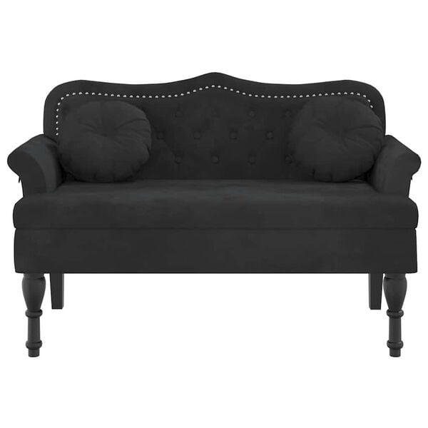vidaXL Bench Black Velvet (100% polyester), plywood, solid rubber wood