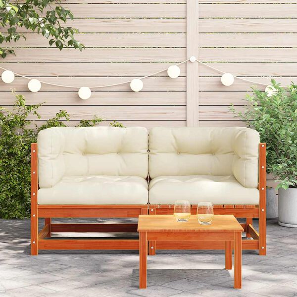 vidaXL Garden Sofa Wax brown Solid pine wood 27.6 x 27.6 x 26.4 in