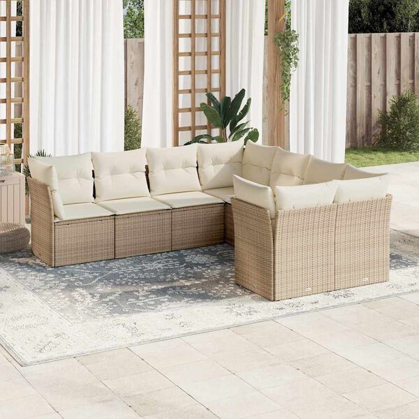vidaXL Garden Sofa Set Beige, Cream White