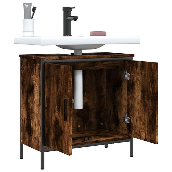 vidaXL Bathroom Sink Cabinet Smoked Oak Engineered Wood Medium
