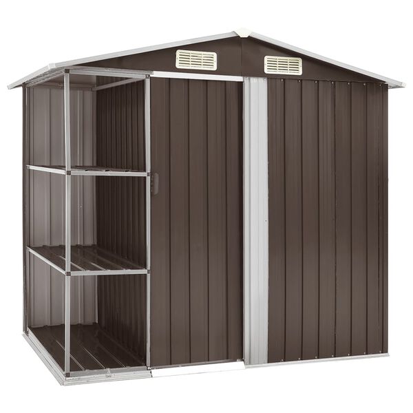 vidaXL Garden Shed Brown Galvanized Iron 80.7 x 51.2 x 72.0 in