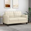 vidaXL 2-seater Sofa Cream Faux leather, Foam, Metal 55.1 in seat width