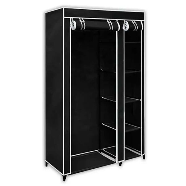 vidaXL Folding Wardrobe Black Polypropylene, Steel Space-saving Foldable