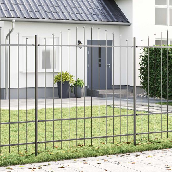vidaXL Garden Fence 2 pcs Grey 66.93 x 84.65 in Powder-Coated Steel