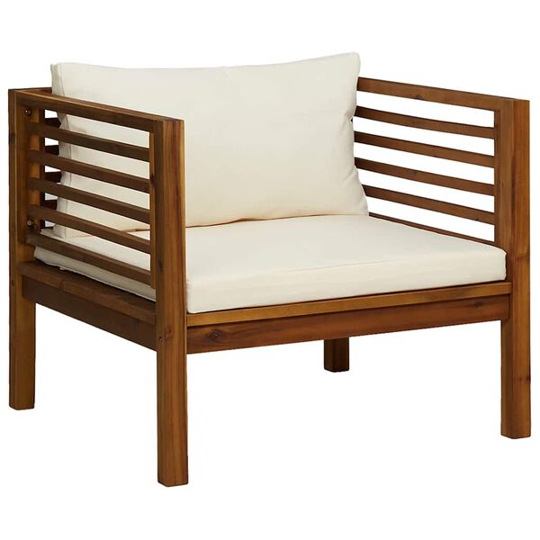 vidaXL Garden Chair Cream White, Natural Wood